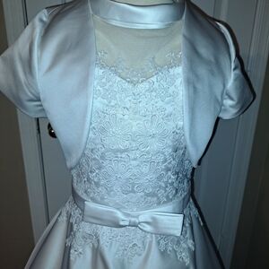 Mary's Bridal White Lace Formal Kids Dress